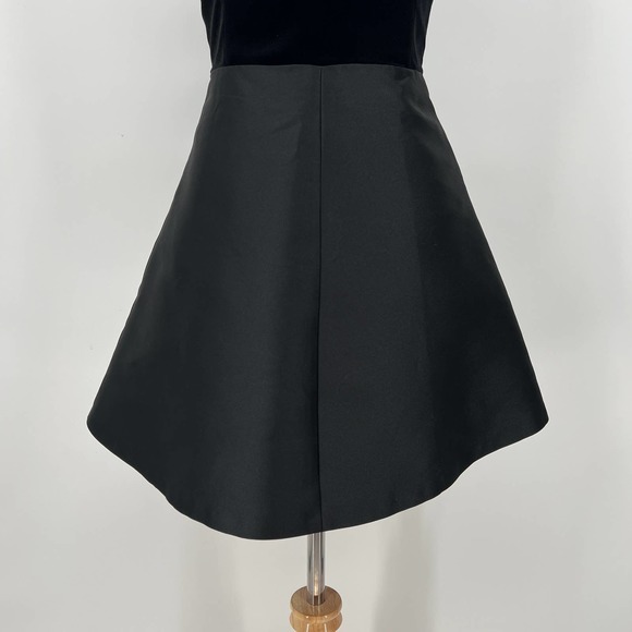 RED VALENTINO Dress Womens 0 Black Strapless Velvet Silk Twill Mini Fit Flare 38 - Picture 8 of 14